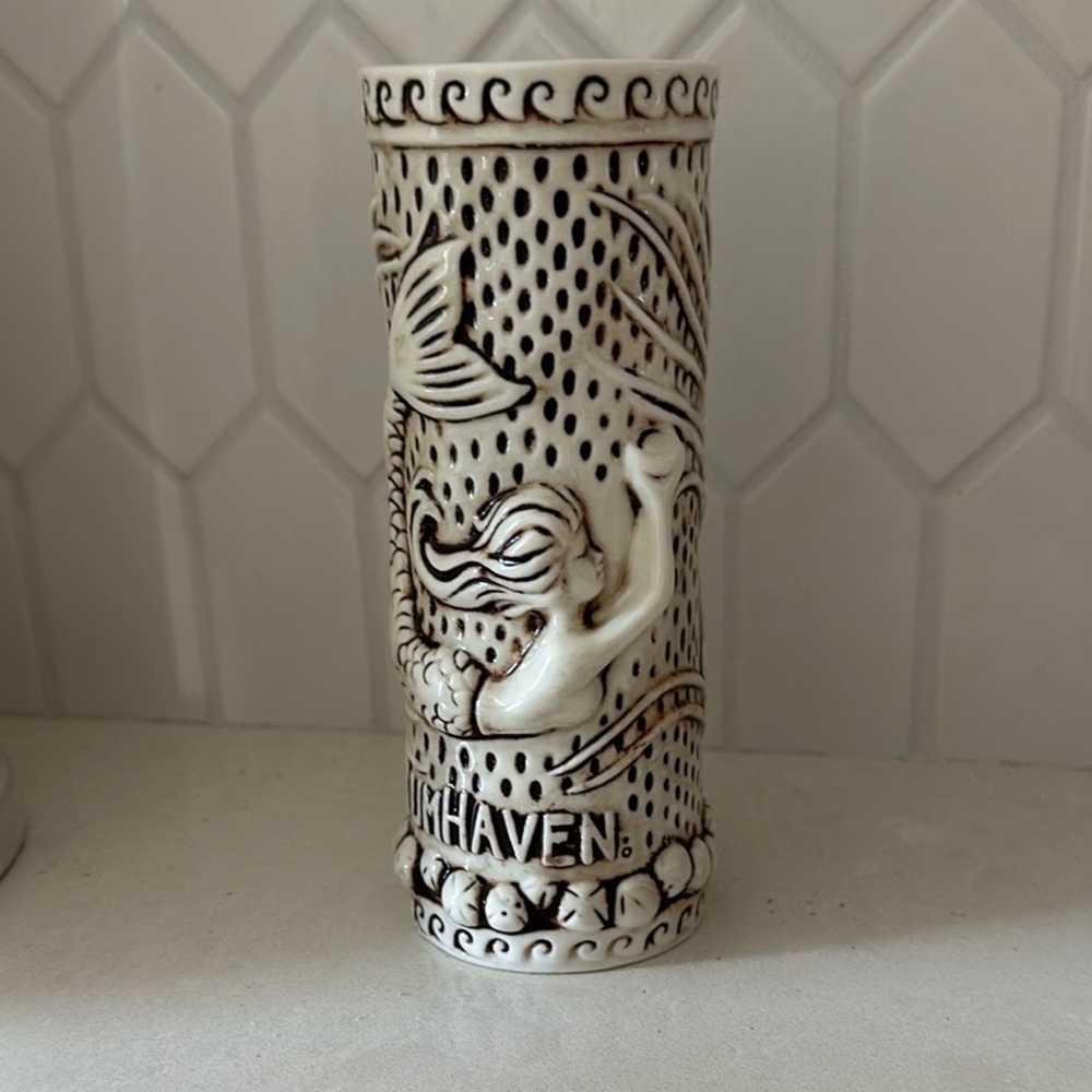 RumHaven TikiRob Mermaid Carved ceramic cup